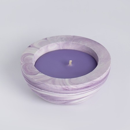 Aromatic candle in concrete "Semisphere", 9x4 cm, lilac, lavender-1