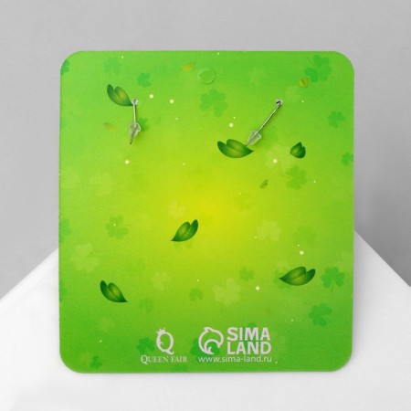 Acryl Earrings "Clover", green color in silver-3