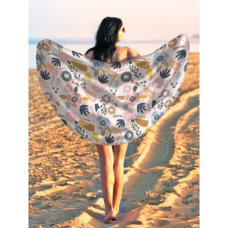 Pareo and beach rug "Tropical sketches", d = 150 cm