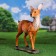 Garden figure "deer on stone" from the polystone good souvenirs, 54cm, large, brown