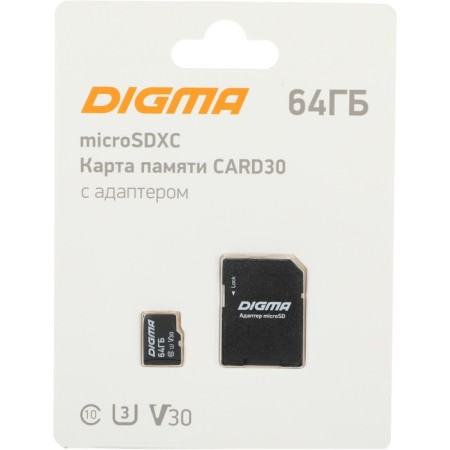 MicrosdxcCC Digma 64GB Card30 V30 + Adapter memory card