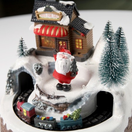 LED figure "Train and Santa Claus" 20 × 20 × 16 cm, polystone, AAX3 batteries (not complete), USB, glow warm white-5