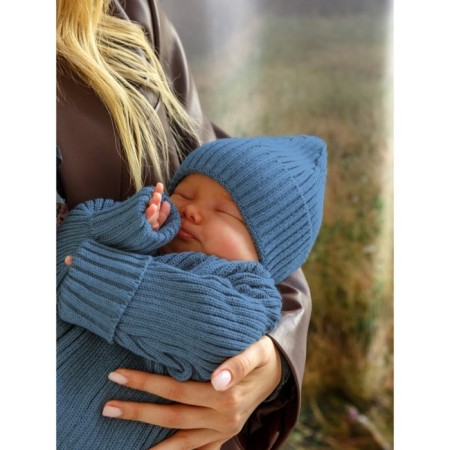 Knitted Knit Killed with a cap Amarobaby Pure Love Tot, height 74 cm, blue color-8