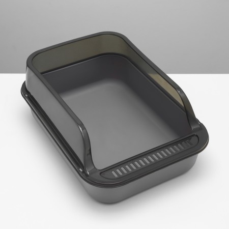 Toilet with transparent sides with a scoop and filter, 40 x 28 x 16 cm, gray-3