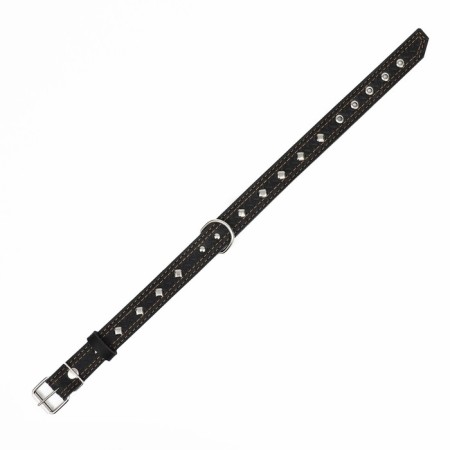 Collar of two-layer leather decorated, 64 x 3 cm, Osh 40-55 cm, black-4