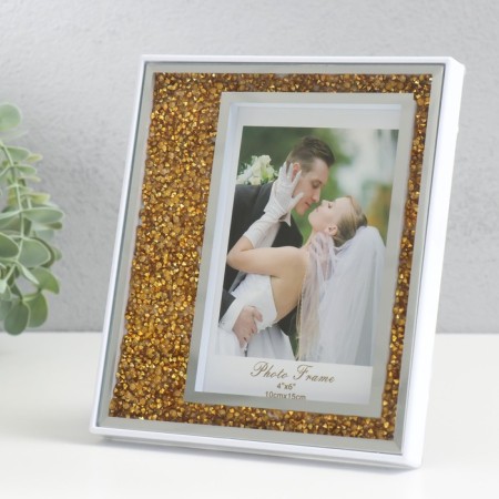 Photo frame glass 10x15 cm "Broken glass" gold 15x17.5 cm-1