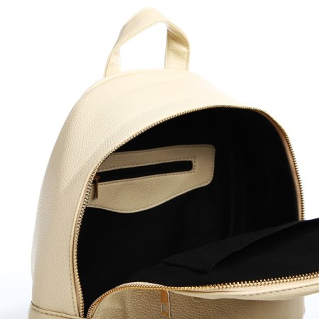 Women's backpack made of artificial leather with lightning, 1 pocket, milk color-4