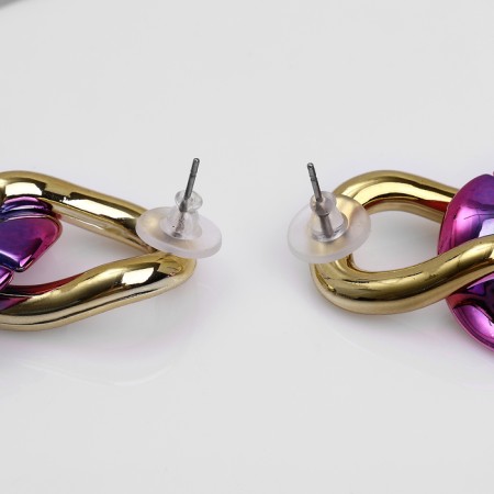 Earrings Metal "Chain" magic, colored in gold-1