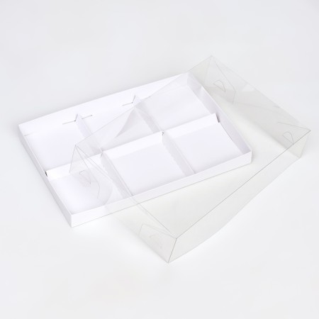 Box for mousse cakes 6 pieces, 26x17x6 white-3