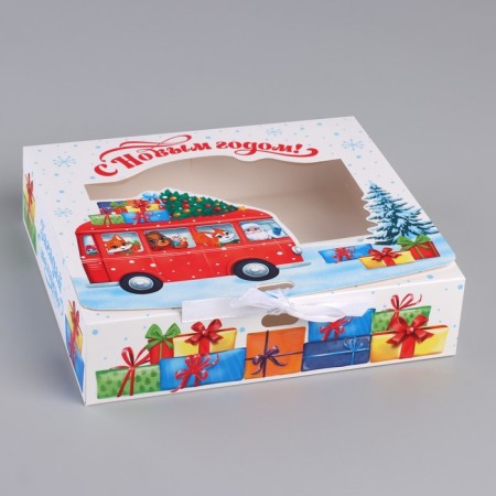 New Year's folding box "New Year's bus" 20 x18 x 5 cm, New Year-1