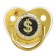 Set: Nipple - Orthodontic dummy with the holder "Dollar", with a cap, from 6 months, gold, rhinestones