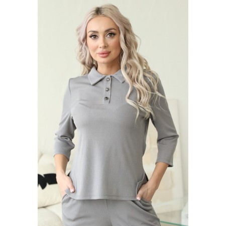Female suit, size 46, gray color-10