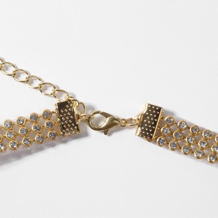 Choker "net" with rhinestones, narrow, white color in gold, 32 cm-2