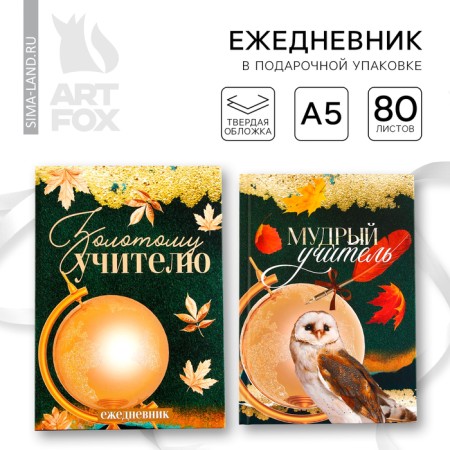 Diary in a gift box, A5, 80 sheets, a solid cover to the "Golden Teacher"