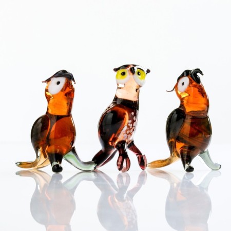 Figure made of glass "Owl" 6x4.5x3cm brown, mix