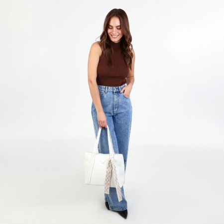 Bag Female Tout with zipper, white color-8