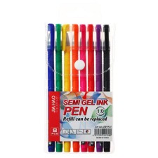 A set of ballpoint pens 8 colors, 1 mm, a plain color of the software body, in a blister