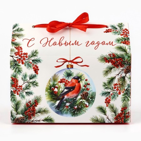 Box for sweets "Happy New Year", bullfinch, 10 x 18 x 14 cm, new year-3
