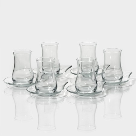 Glass tea set LAV "Eva", 12 items: glasses 160 ml (6 pcs), saucer 13.5 × 10.5 cm (6 pcs)