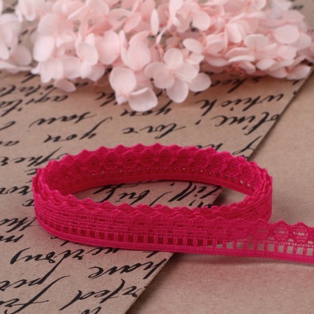 Capricon lace, 12 mm × 10 ± 1 m, fuchsia color-2