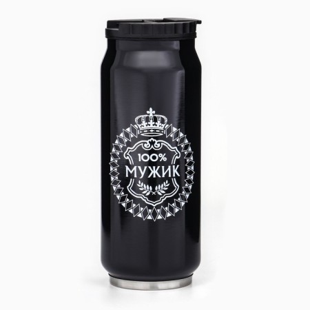 Thermal circle, 400 ml, the bank "100 % man", retains heat 8 hours, 7.6 x 19.3 cm