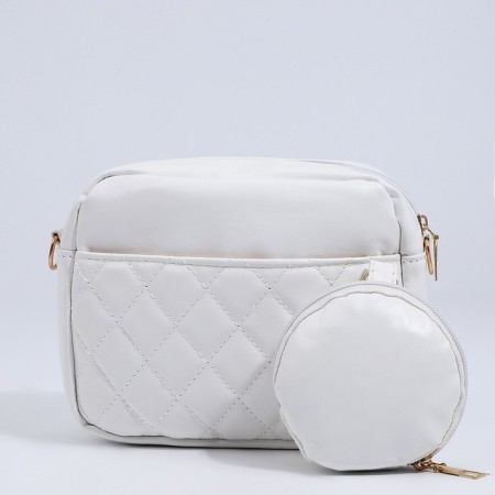 Bag Cross-Bodi with a zipper, white color
