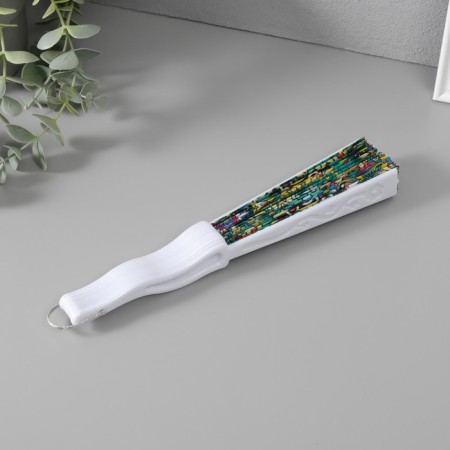 Fan plastic, textiles "Eastern ornament" MIX 23 cm-4