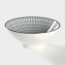 Ceramic “Illusion” salad bowl, 1.1 liters, white and gray color