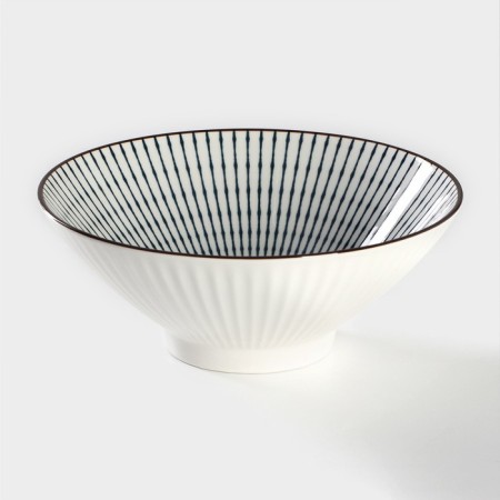 Ceramic “Illusion” salad bowl, 1.1 liters, white and gray color