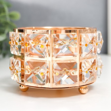 Summary Metal for 1 candle "Crystals" Circle gold 6.5x9x9 cm-2