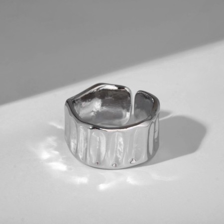 Ring "Roman Lines" relief, silver color, dimensionless-5