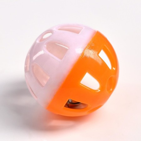 Ball for cats with a bell "Moon", 3.8 cm, orange/white-1