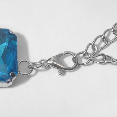 The necklace "Jewel" rectangles, the color of blue in silver, 32 cm-2