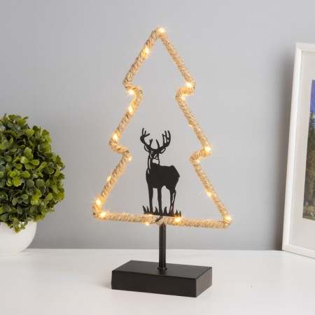 Lamp "New Year tree" Led 3haa Black 7x20x37cm-1