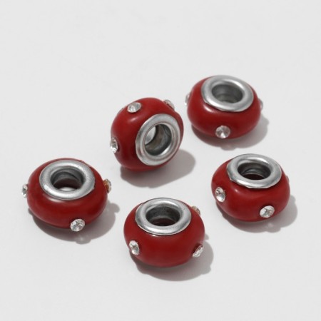 Bead "diodes", red color in silver-1