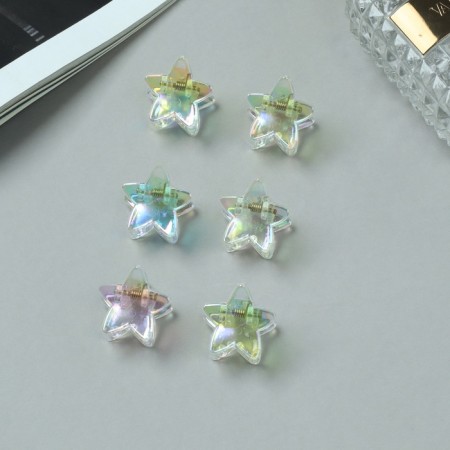 Hair crab "Avanti" (set 6 pcs) star, 2.4 cm, transparent-1