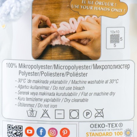 Yarn "Puffy" 100 % micropoliester 9m/100g (416 gray)-3