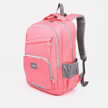 School backpack of textiles on a zipper, 4 pockets, Fulldorn, pink color