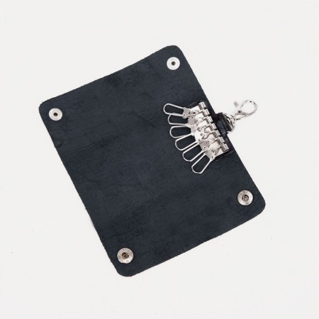 Key of buttons, length 12 cm, 7 carabiners, black color-2