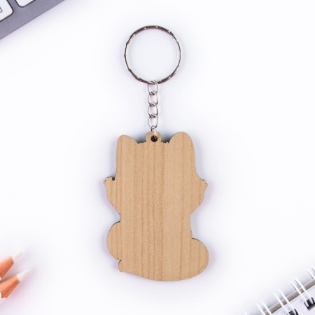 Key keychain wooden "raccoon", 4.4 x 6.4 cm-3