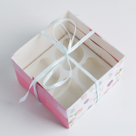 Capcake box, confectionery packaging, 4 cells "Today is a good day", 16 x 16 x 10 cm-2