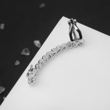 Earring "Kaff" Rhinestones classic, on the left ear, white color in silver-2