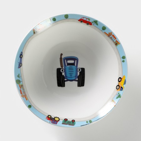 A set of children's dishes from ceramics “Blue Tractor”, 3 objects: 240 ml mug, bowl d = 18 cm, plate d = 19 cm-3