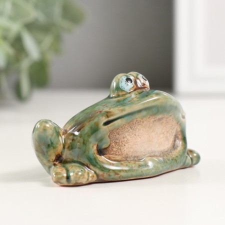 Souvenir Ceramics "Green Frog with folded paws" 4.6x9x5.6 cm-1