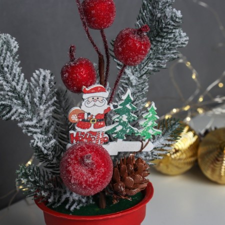 Decor "Bright holiday, in a pot" needles apples, 20x7 cm-1