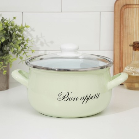 Lime pan, 3.1 l, glass cover, induction, color light green