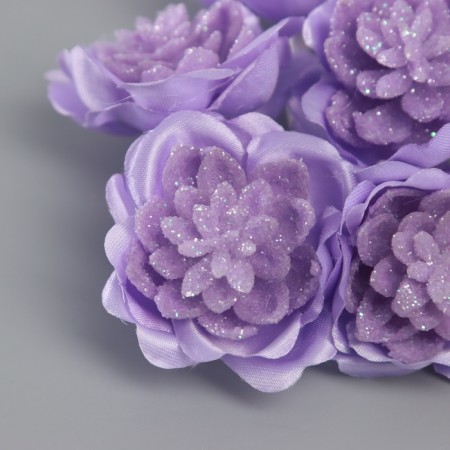 Decor for creativity "Camellia" purple (1 set = 1 bouquet) in the bouquet 6 pcs 4x11 cm-2