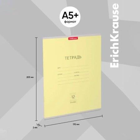 Notebook 12 sheets, line "Classic", cardboard cover, yellow-2