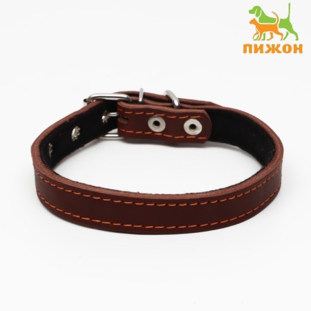 Leather collar on synthetic winterizer, 45 x 2 cm, Osh 25-35 cm, brown