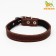Leather collar on synthetic winterizer, 45 x 2 cm, Osh 25-35 cm, brown